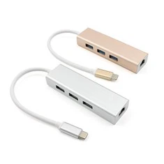 Profesjonalny dostawca dla KONCENTRATORA USB C LAN Gigabit Ethernet 3szt interfejs USB 3.0 do komputera myszy, klawiatury komputera, U Flash Driver, kolor aluminium złota róża